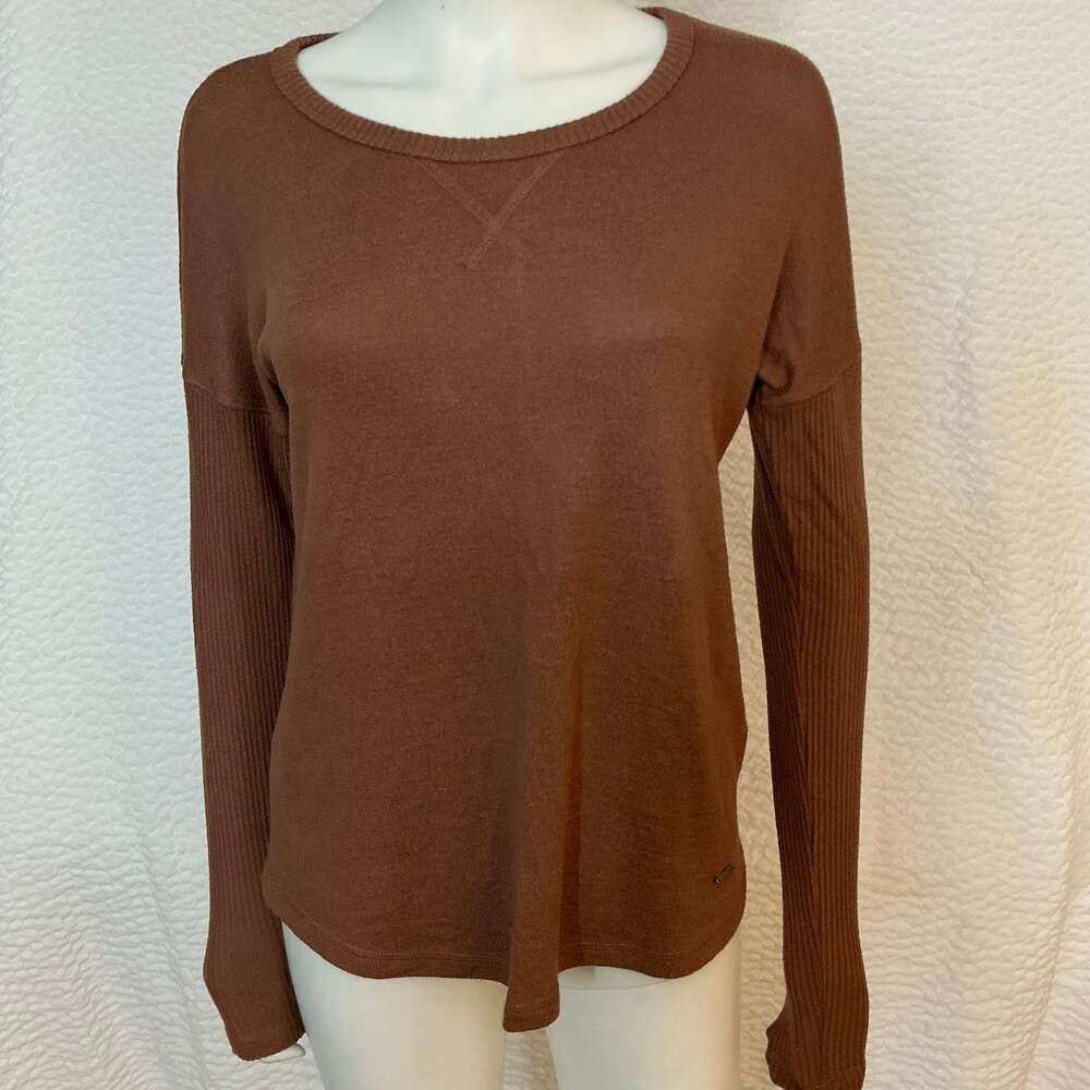 Abercrombie & Fitch Small Brown Long Sleeve Sweater Ribbed Sleeves Round Neck So